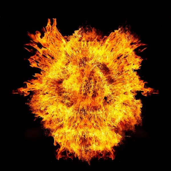 Blazing flames on black background — Stock Photo, Image