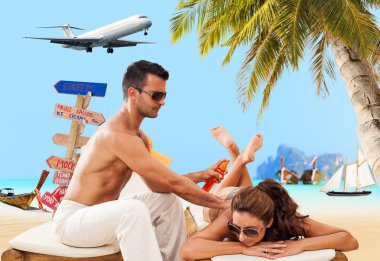 plaj tropikal tatil couple