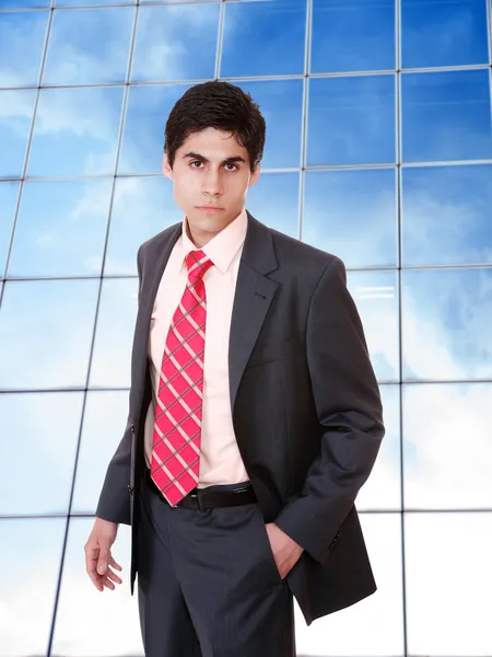 Hombre de negocios posando en edificio corporativo —  Fotos de Stock