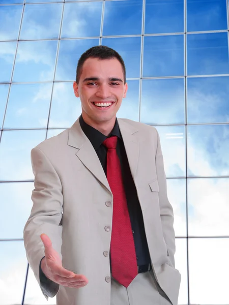 Business man posing at corporate — Stock Photo, Image