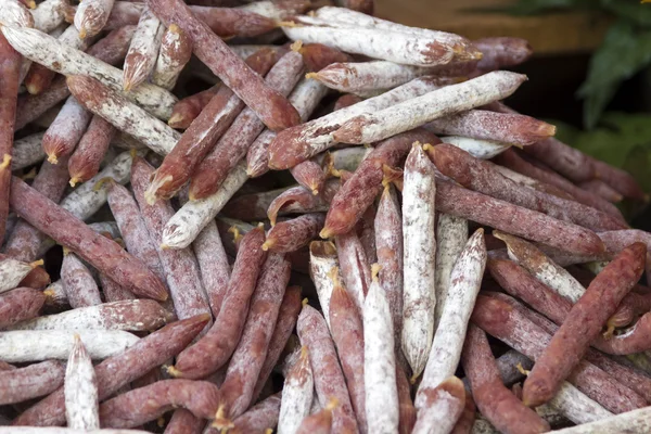 Traditional French hand-made sausage at the market — Stock Photo, Image