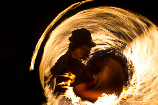 Fire Show at night on Phi Phi Island, Thailand