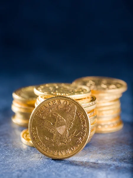 Five Dollars gold coins — Stock Photo, Image