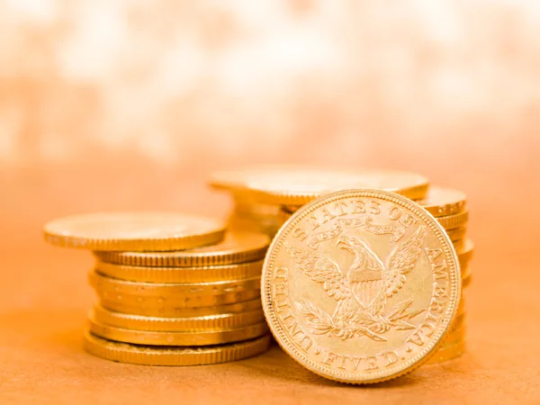 Five Dollars gold coins — Stock Photo, Image