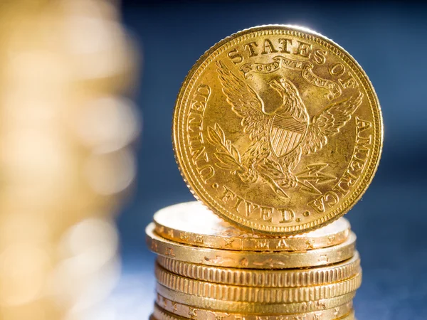 Five Dollars gold coins — Stock Photo, Image