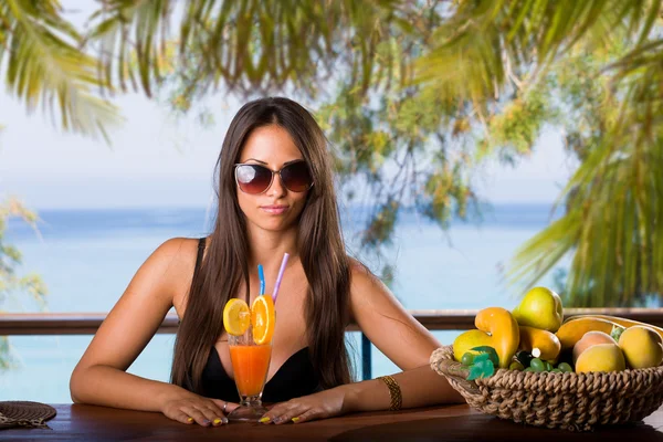 Woman at the summer lounge — Stock Photo, Image