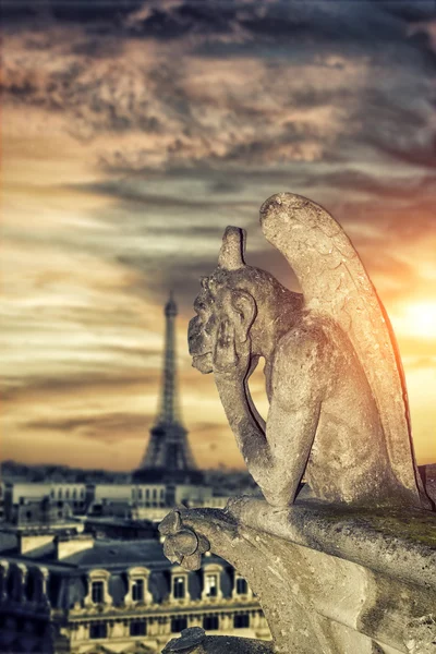 Quimera (gárgula) da Catedral de Notre Dame de Paris — Fotografia de Stock