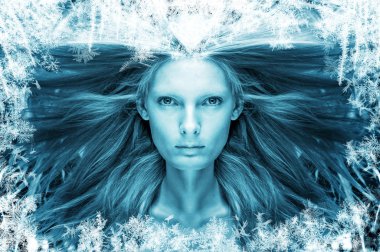 beautiful girl in the frost clipart