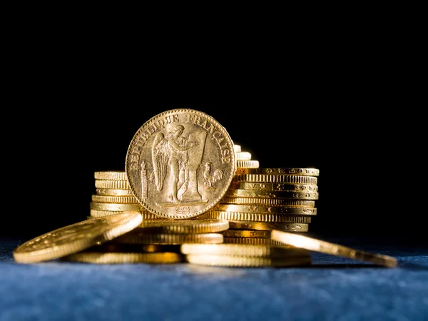 Twenty French Francs coins — Stock Photo, Image