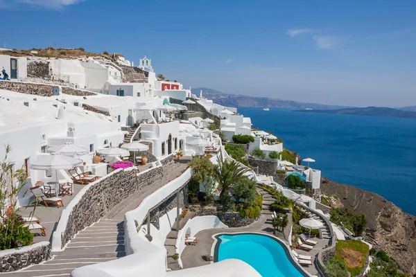 Visa på oia i santorini — Stockfoto