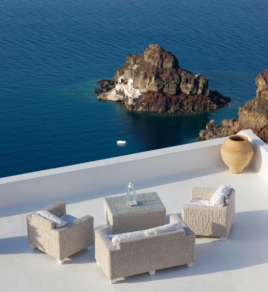 Balconny Santorini com vista para o mar — Fotografia de Stock