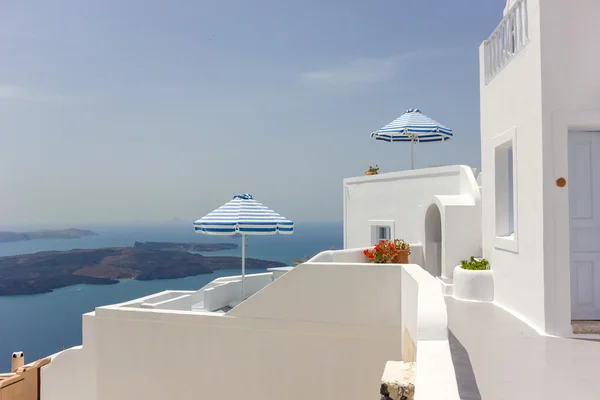 Santorini balconny with view at the sea — Stock Photo, Image
