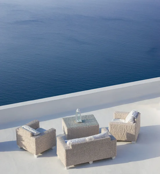 Santorini balconny with view at the sea — Stock Photo, Image