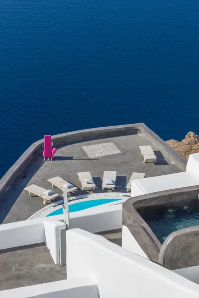 Santorini balconny Deniz Manzaralı — Stok fotoğraf