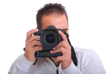 genç fotoğraf izole kamera ile