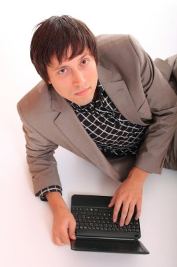 bir netbook ile cazip iş adamı