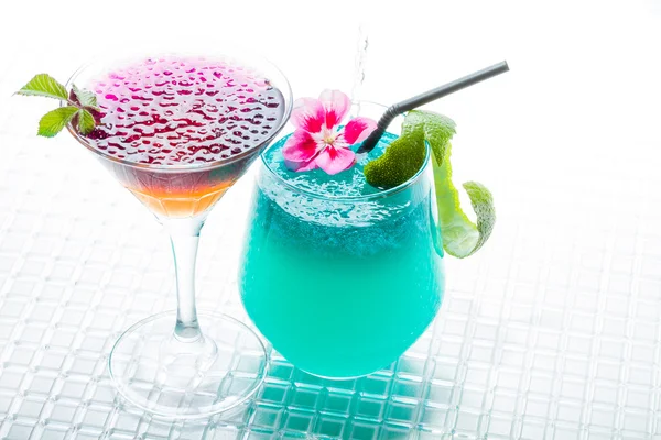 Cocktail with blue caracao and whisky — Stock Photo, Image