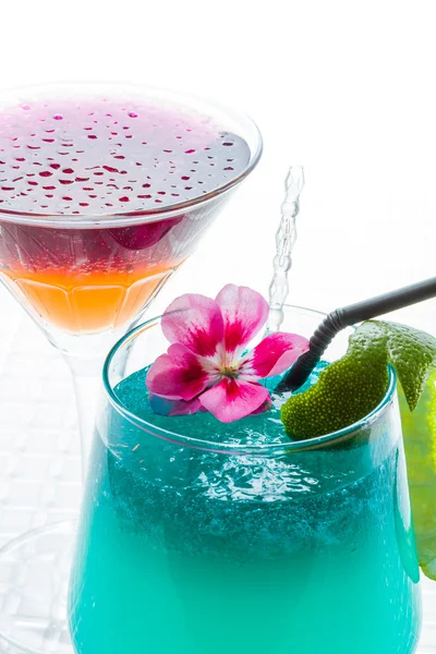 Cocktail with blue caracao and whisky — Stock Photo, Image