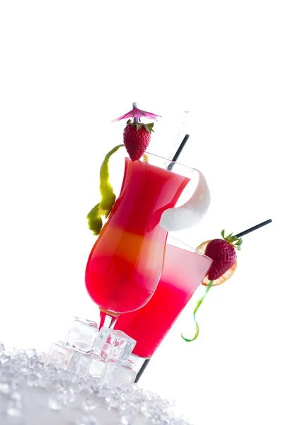Fresh strawberry cocktail over white — Stock Photo, Image