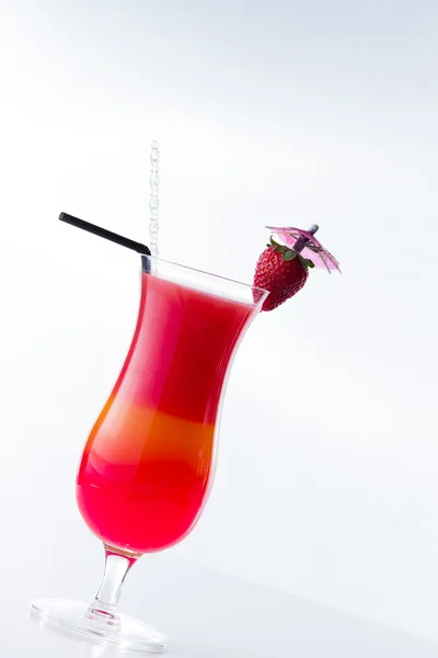 Fresh strawberry cocktail over white — Stock Photo, Image