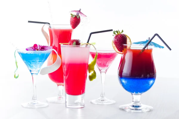 Fresh tropical layered cocktails — Stock Photo, Image