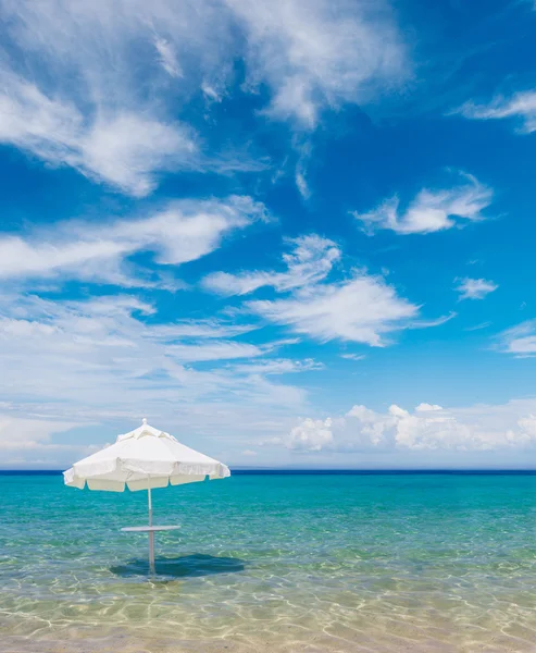 yaz gününde kumlu plajda plaj şemsiye