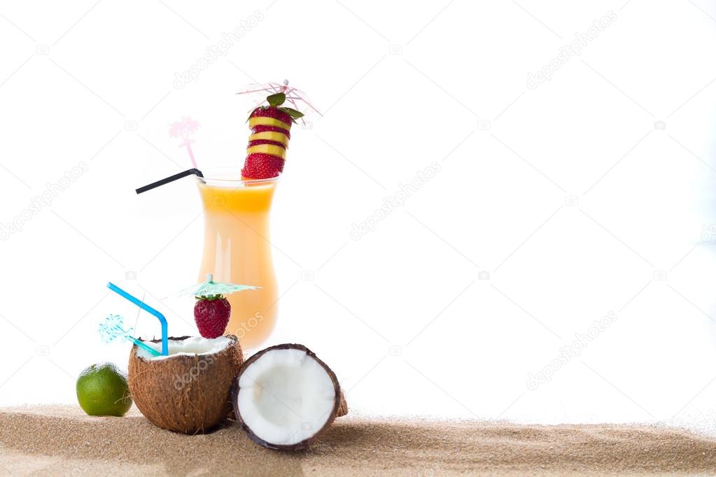 Tropical cocktail on the sand