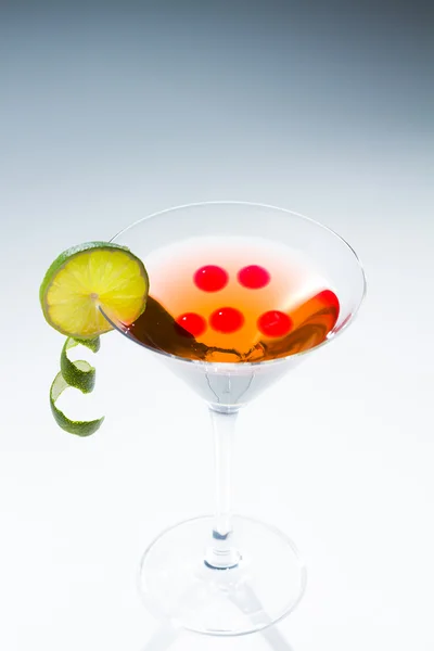 Cocktail with whisky and raspberry sphere — Stock Photo, Image