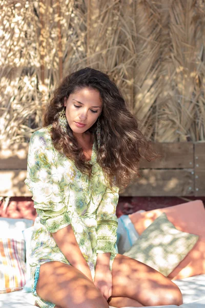 Woman at the summer lounge — Stock Photo, Image