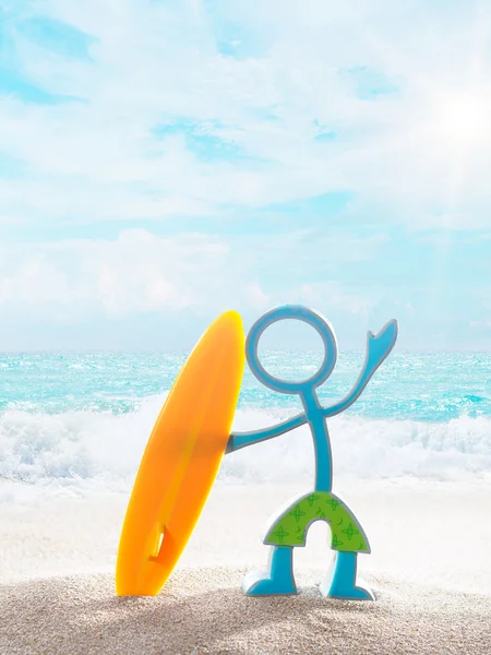Чувак-серфер на пляже . — стоковое фото