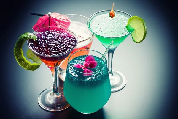 Four Cocktail with caviar — Stock Photo, Image