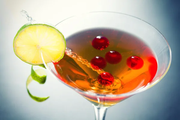 Cocktail with whisky and raspberry sphere — Stock Photo, Image