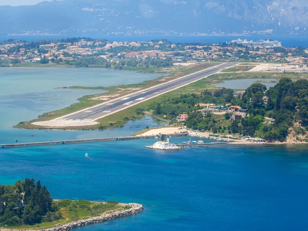 Aerial view of Corfu airport — Stock Photo, Image
