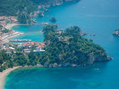Parga kale havadan görüntüleme Yunanistan