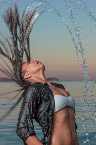 Beautiful woman on the beach.