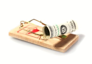 Money on mouse trap clipart