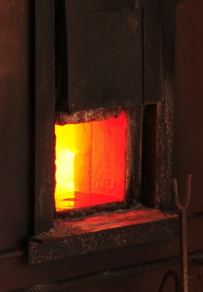 Iron stove in boiler room — Stock Photo, Image