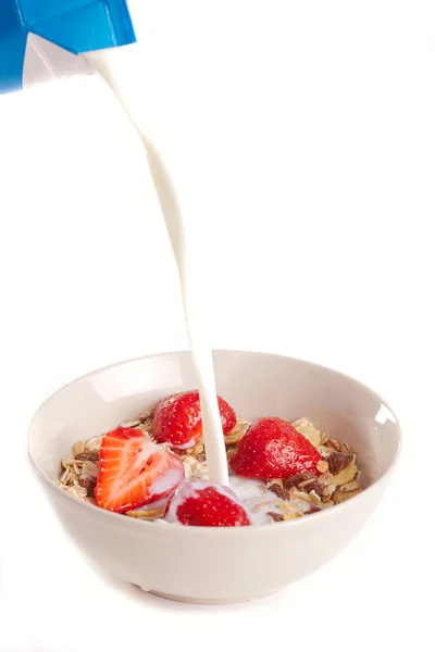 Cereal muesli with milk — Stock Photo, Image