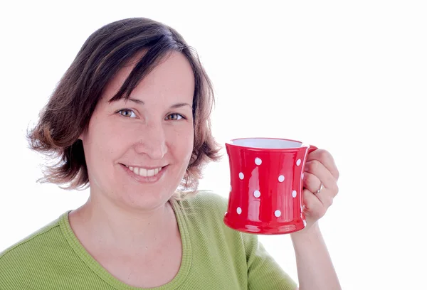 Žena s hrnek na čaj — Stock fotografie