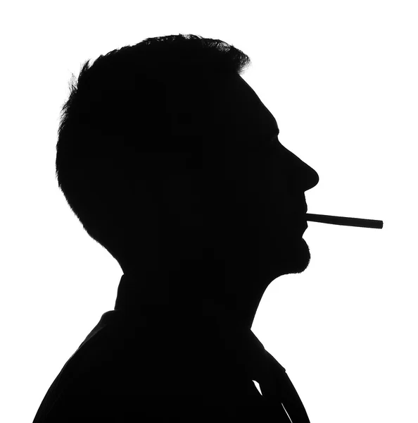 남자 초상화 흡연 담배 실루엣 — 스톡 사진