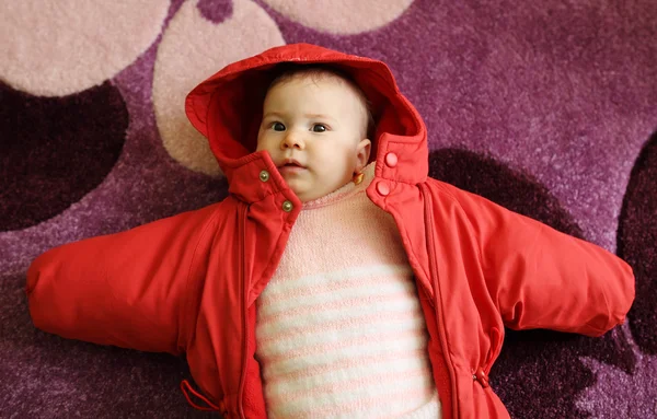 Young baby in coat — Stock Photo, Image