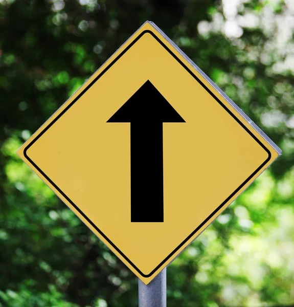 Etiqueta de tráfico amarillo con pictograma de flecha —  Fotos de Stock