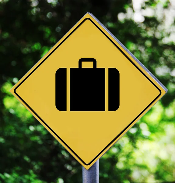 Gele verkeer label met bagage pictogram — Stockfoto