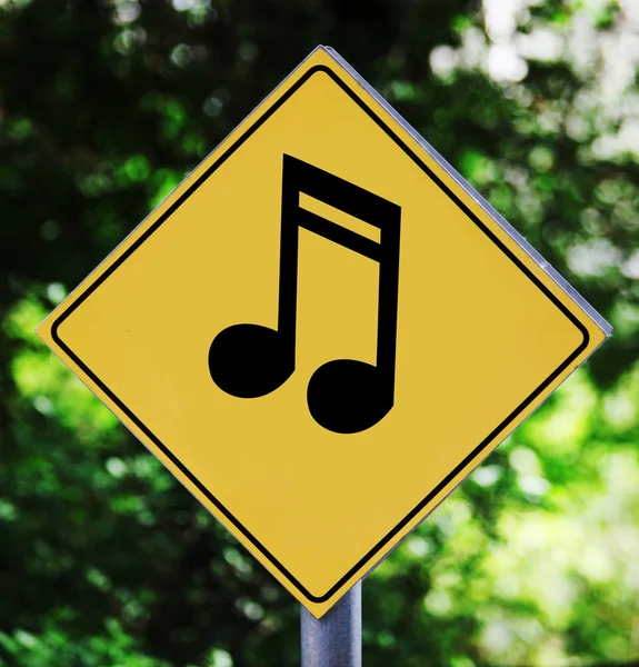 Yellow traffic label with musical note pictogram — Stock Photo, Image