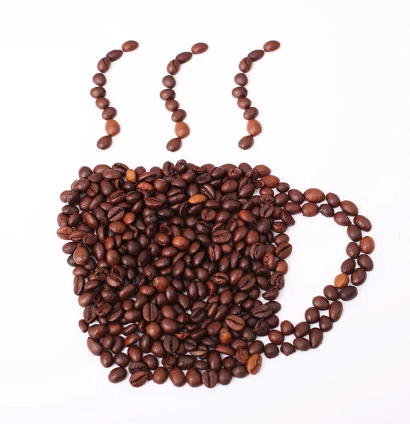 Coffee cup and steam made from beans — Stock Photo, Image