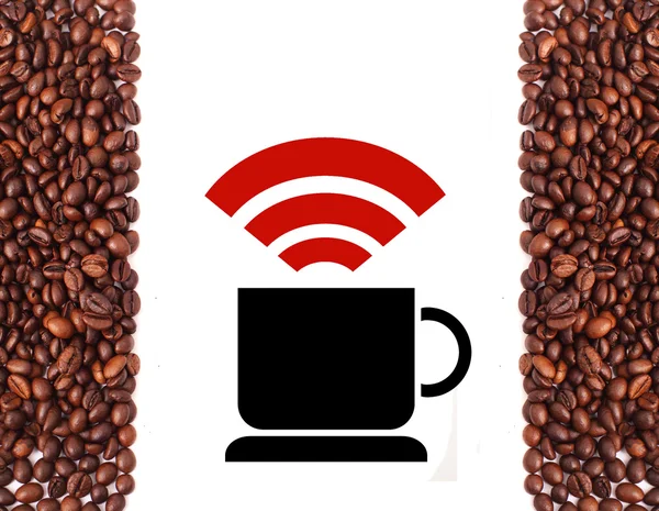 Pictograma de wi-fi gratis en cafetería — Foto de Stock
