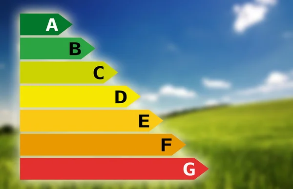 Energy savings chart with landscape — Stock Photo, Image