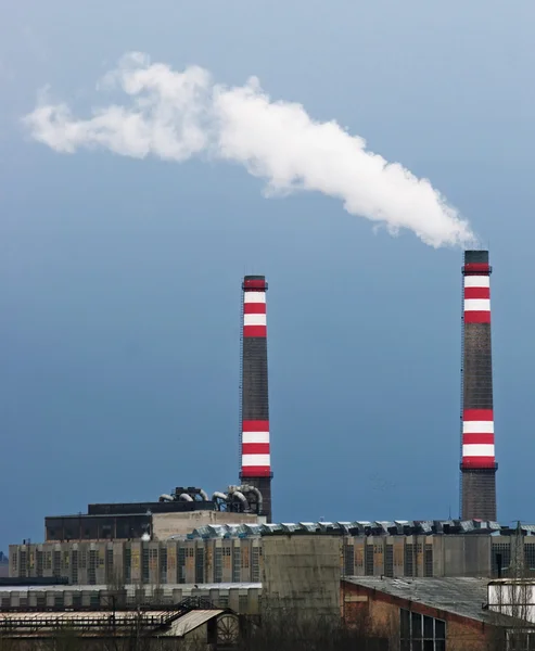 Smoking chimney industrial power station — Stock Photo, Image