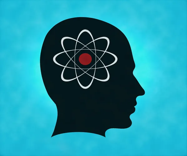 Profil sylwetka symbol atomu — Zdjęcie stockowe