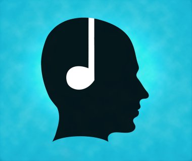 Profil sahibi ile kulaklık sembol siluet